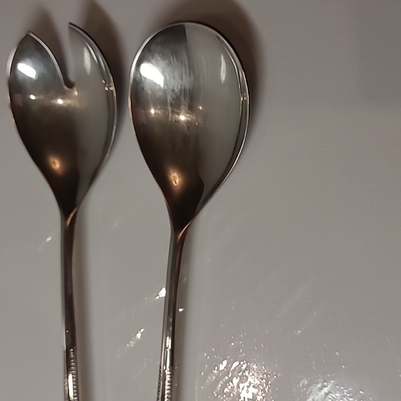 Vintage Brama E. P .ON .ZINC. ENGLAND salad spoon and fork - Picture 2 of 4